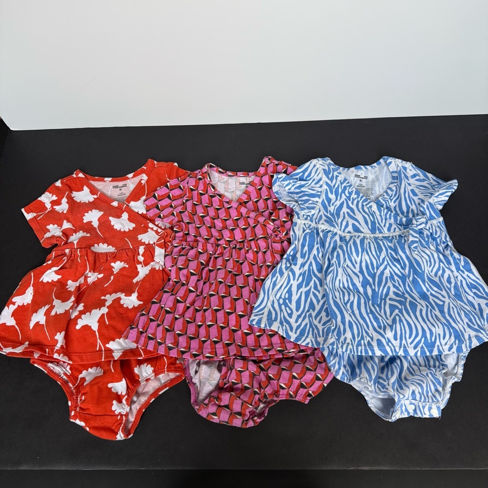 DVF for Target - Set of Three Baby Rompers in Red, Pink, and Blue